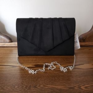 George Evening Bag Suede Pleated Clutch - Black